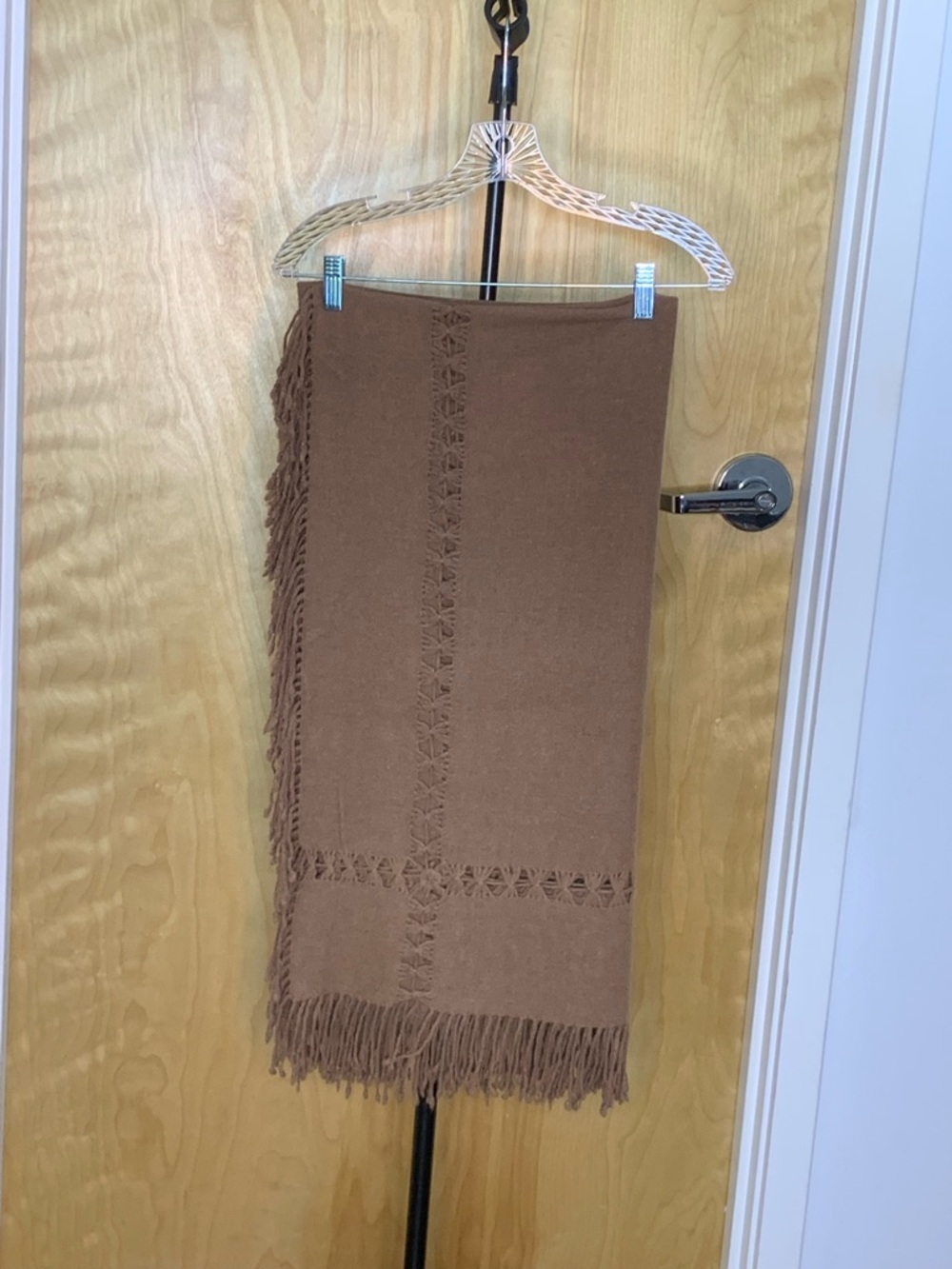Cabi Wool Brown Fringe wrap/Skirt OS - Picture 3 of 3
